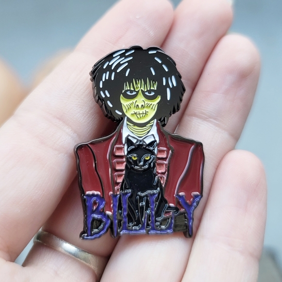 ENAMEL LAPEL PIN | HOCUS POCUS BILLY & BINX | Zombie Black Cat Horror Pin